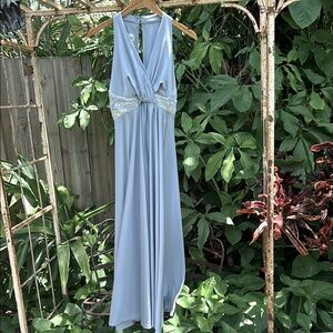 Vintage 1970's Jack Bryan Baby Powder Blue Sleeveless Evening Gown